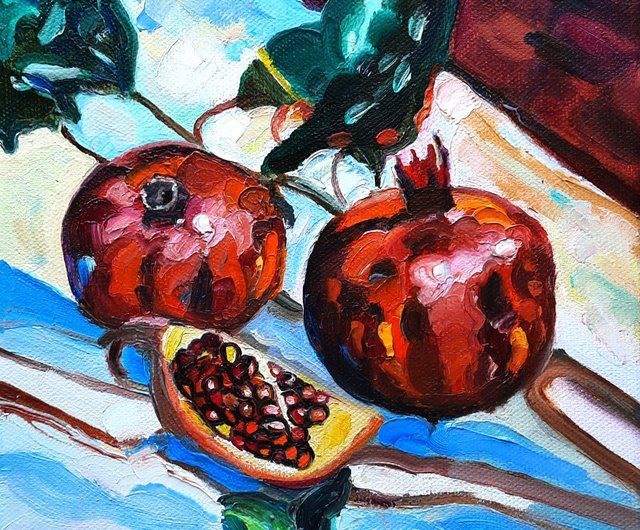 ザクロの油彩画