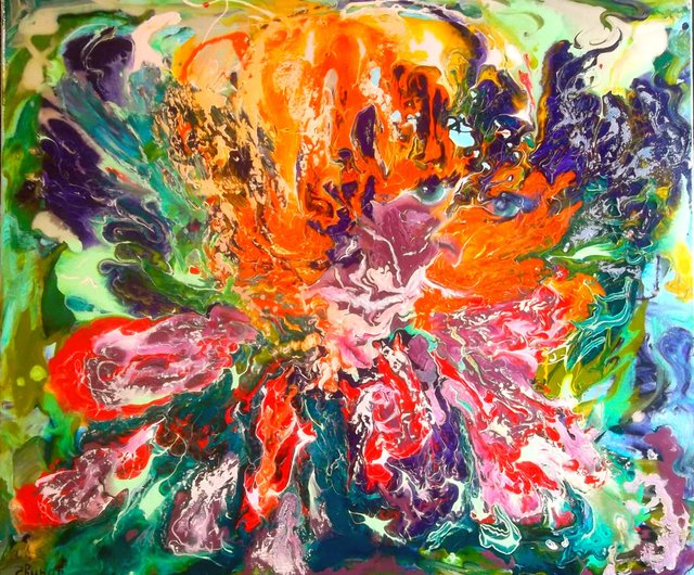 F100号】Swim 油絵 oil painting 絵画 原画 抽象画 F100号】Swim 油絵