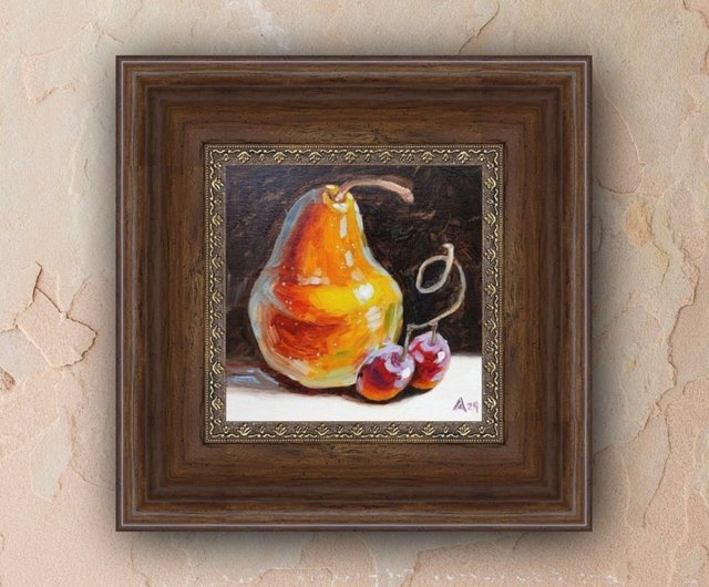 絵画 インテリア 額付(白) 油絵 uF6-060103 静物(果物） 絵画