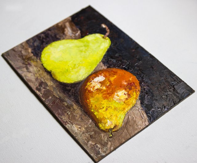 油彩画 果物 2つの果実