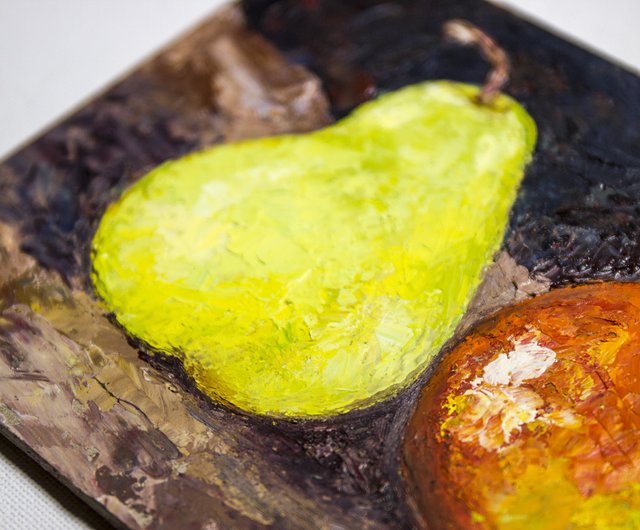 油彩画 果物 2つの果実