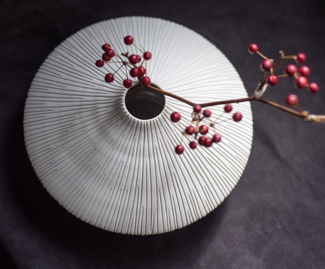 霧円盤型花器の原型 - 大 - 手作り陶器 - ショップ trulygoods 花瓶