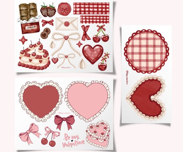 新作①ラブレター♡A4デザインペーパー80枚♡バレンタインコラージュ素材
