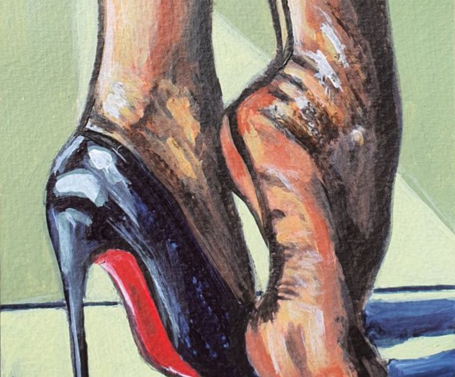 アート作品 ハイヒールと美脚 油絵 フランフラン カッシーナ ACTUS