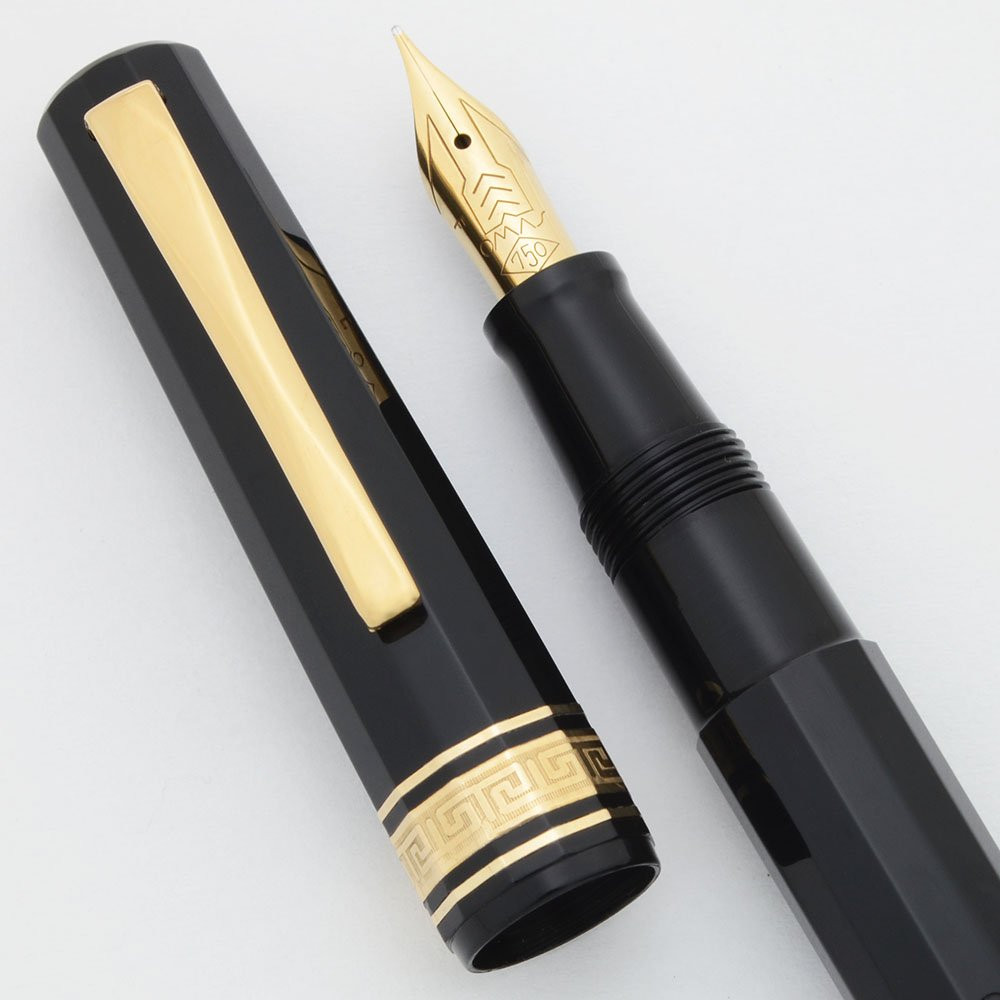 Omas Dama Fountain Pen (1990s) - Black w Gold Trim, 18k Fine