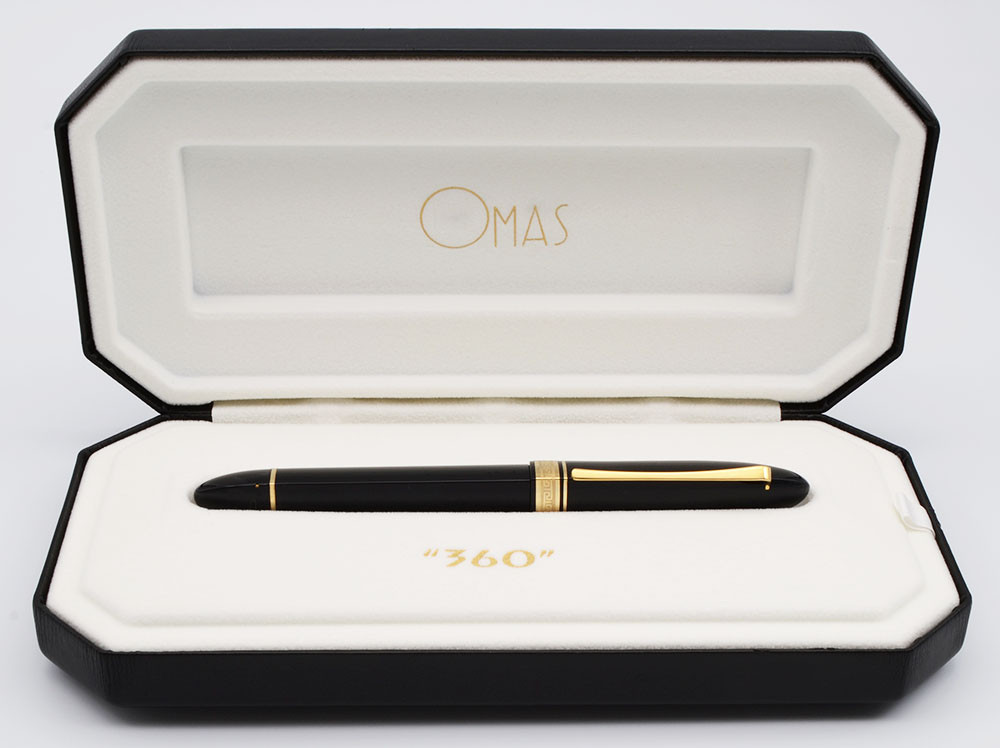 Omas 360 Magnum Fountain Pen - Black with Gold Trim, 18k Fine Nib
