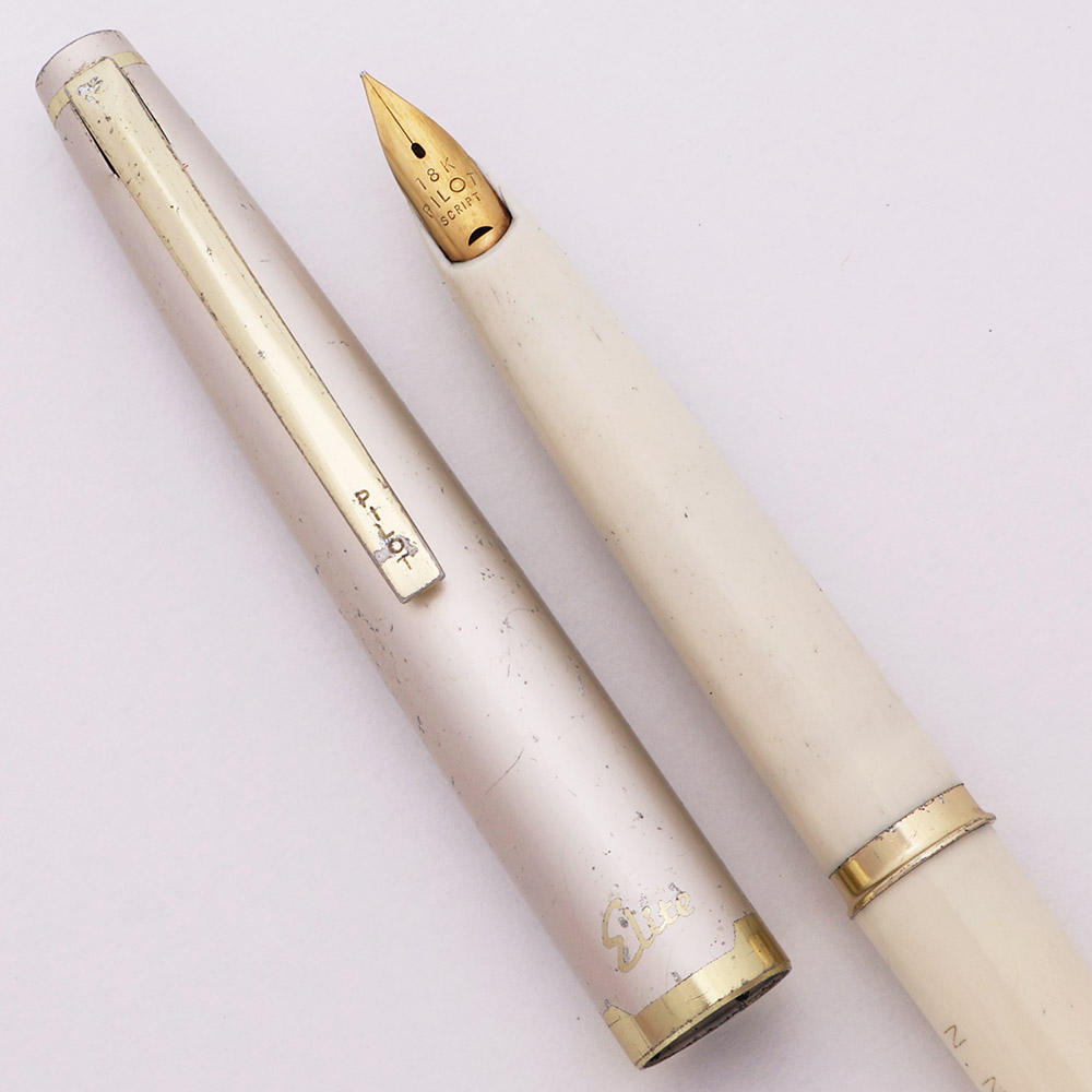 Pilot Elite Pocket Fountain Pen (1960s) - Ivory Satin, C/C, 18k
