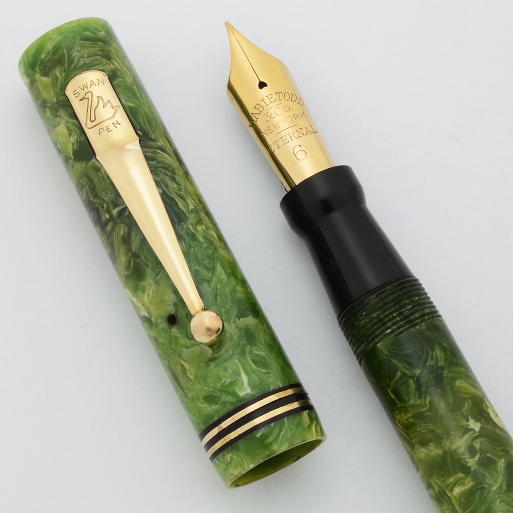 Mabie Todd Swan Eternal 46 E.T.N. Self-Filling - Green Celluloid