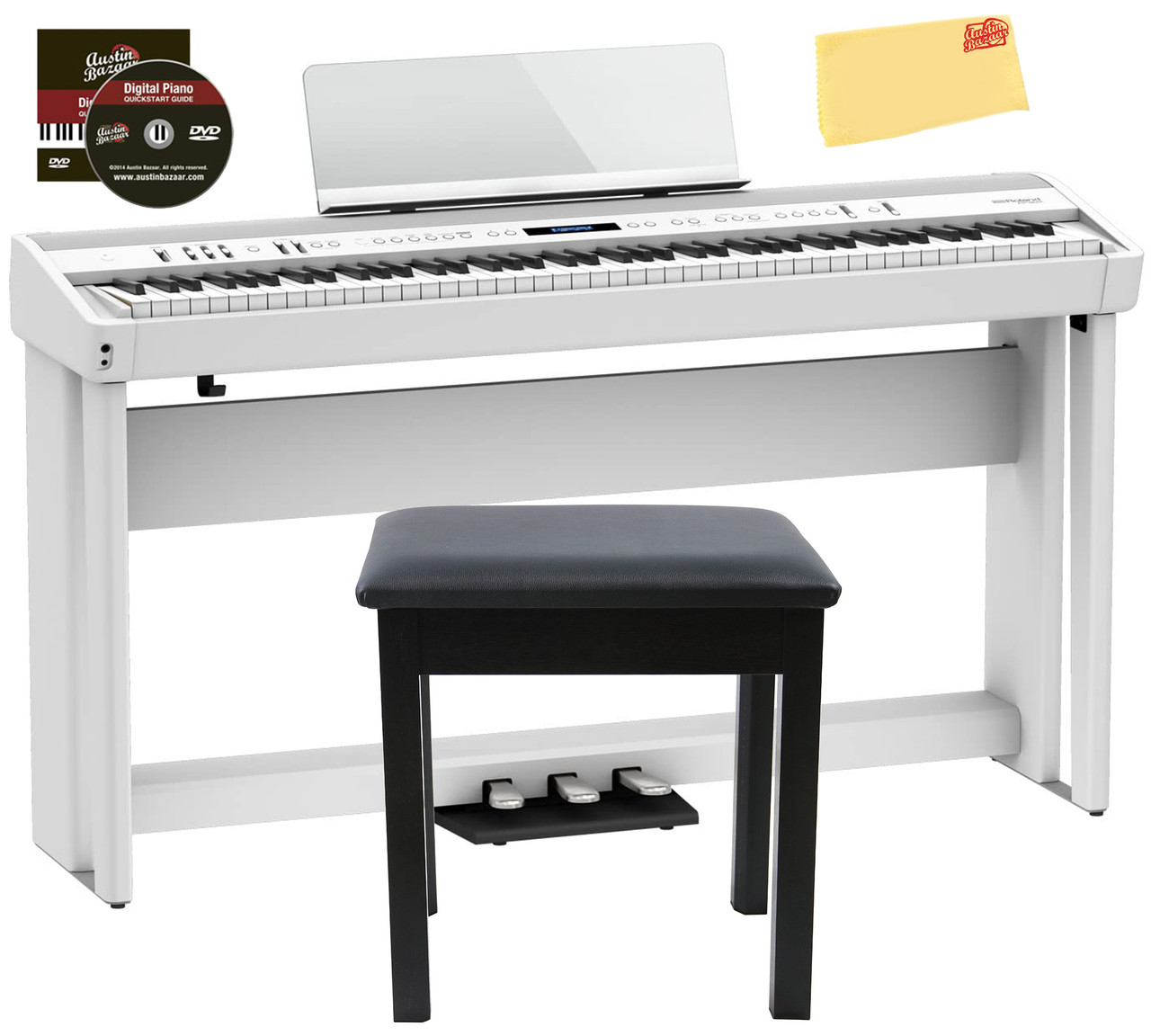 Roland FP-90X 88-Key Digital Piano - White w/ Roland KSC-90 Stand