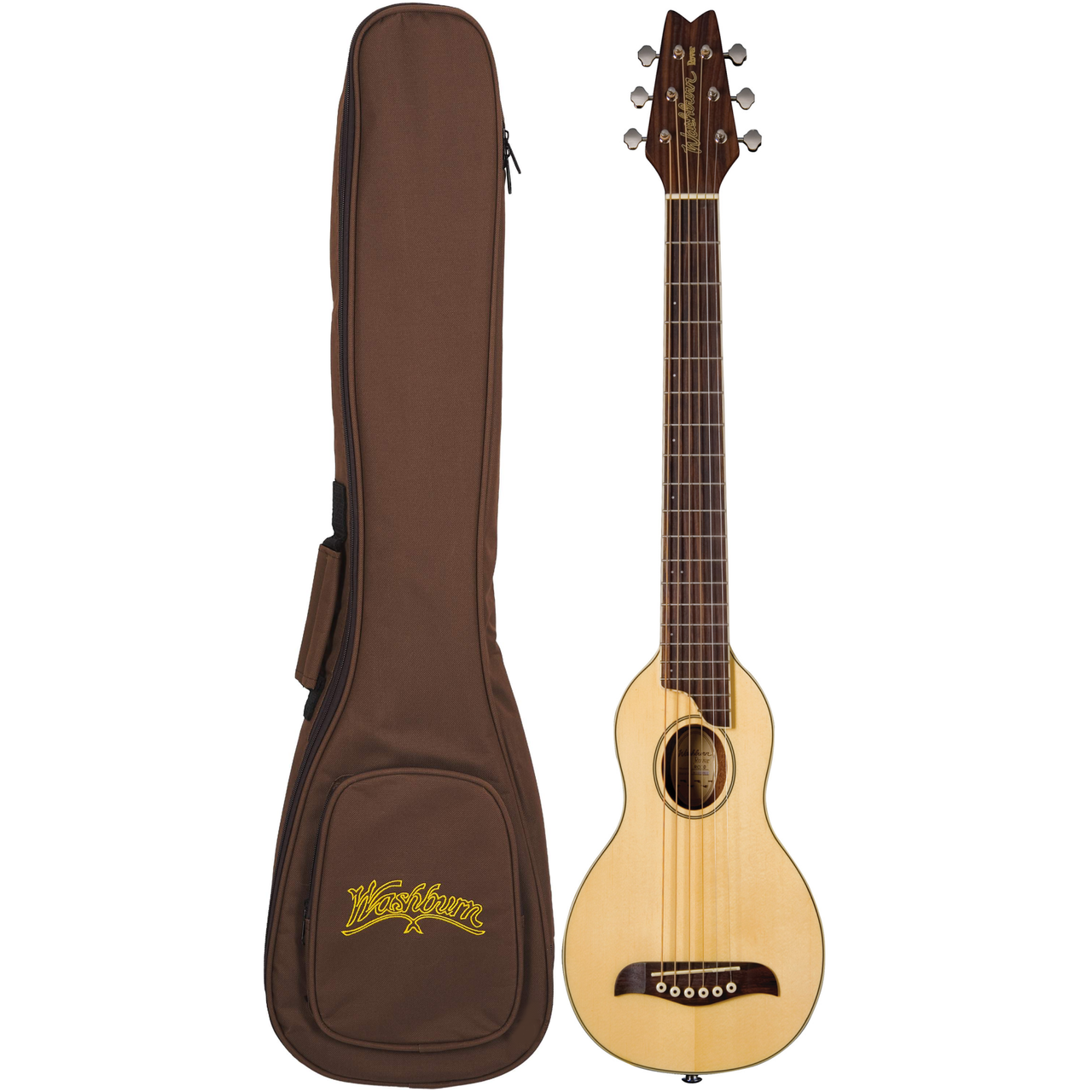 Washburn Rover RO10SK Travel Acoustic Guitar with Gig Bag, Matte
