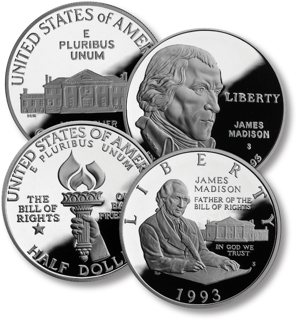 M12073 - 1993 Bill of Rights Silver Dollar & Half Dollar