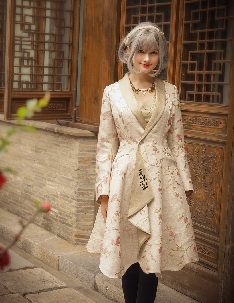 muguet stand collar midi coat (ivory) muguet stand collar midi