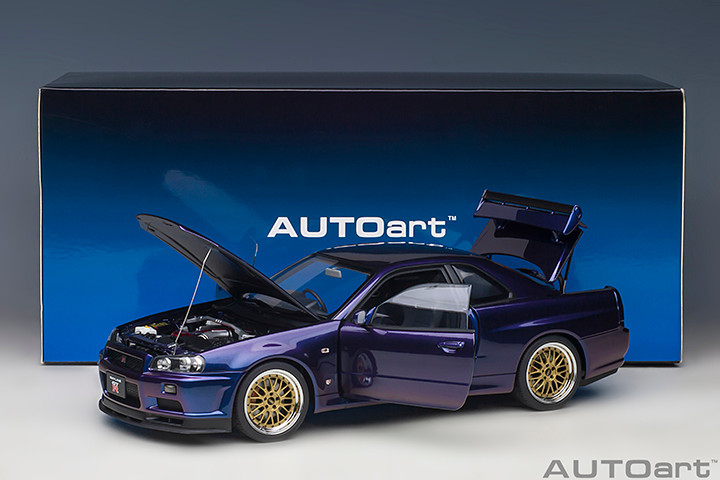 オートアート 1/18 GT-R R34 ミッドナイトパープル BBS LM AUTOart