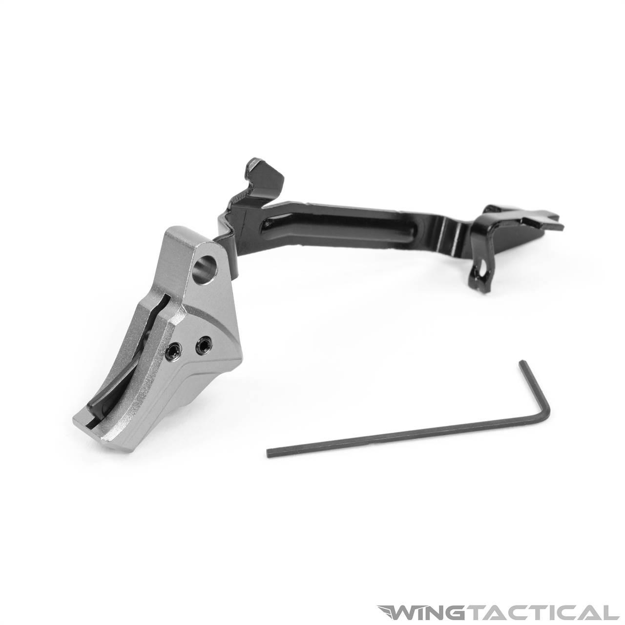 Tyrant CNC I.T.T.S. Trigger with Black Chrome Trigger Bar for Glock