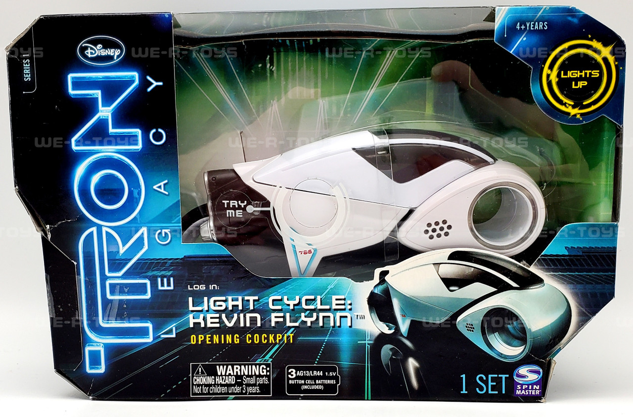 Tron Legacy White Light Cycle Kevin Flynn 2010 Series 1 Spin