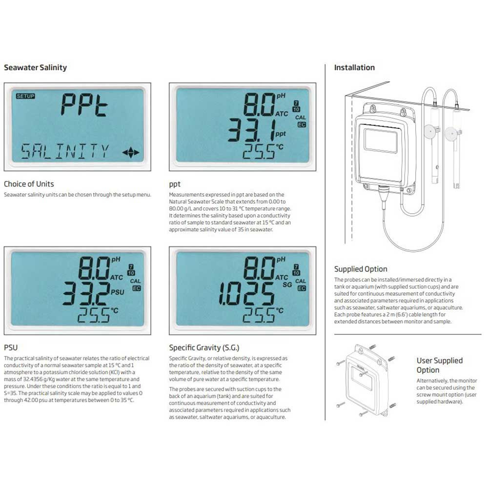 HI981520 Hanna Marine Monitor pH, Marine Salinity, Temperature