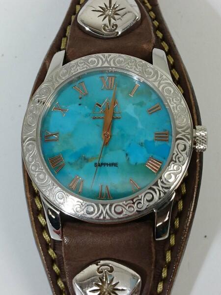 SAAD サード ターコイズ カラー 文字盤 レザーベルト腕時計 SAAD