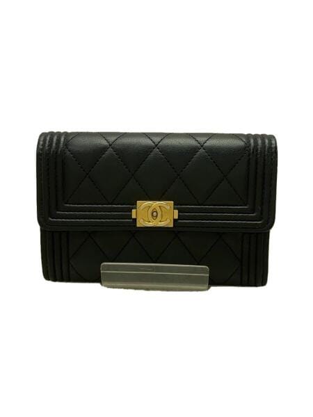 CHANEL キルティング 二つ折り財布 ブラック