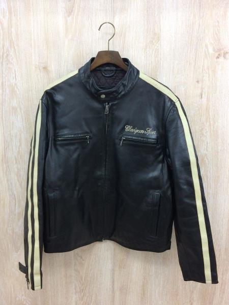 CHEVIGNON ブラックレザー シングルライダースジャケット