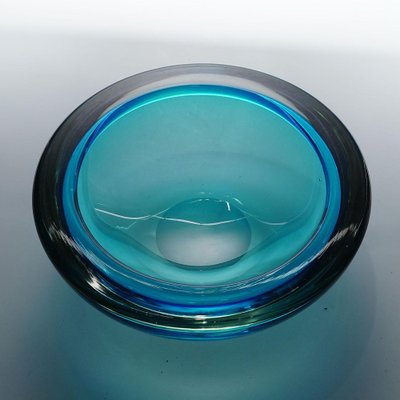 Blue Murano Glass Geode Bowl attributed to Archimede Seguso, Italy