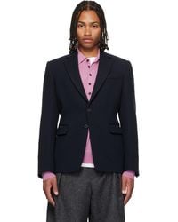 メンズ Dries Van Noten ネイビー ウール ジャケット ブルー | Lyst