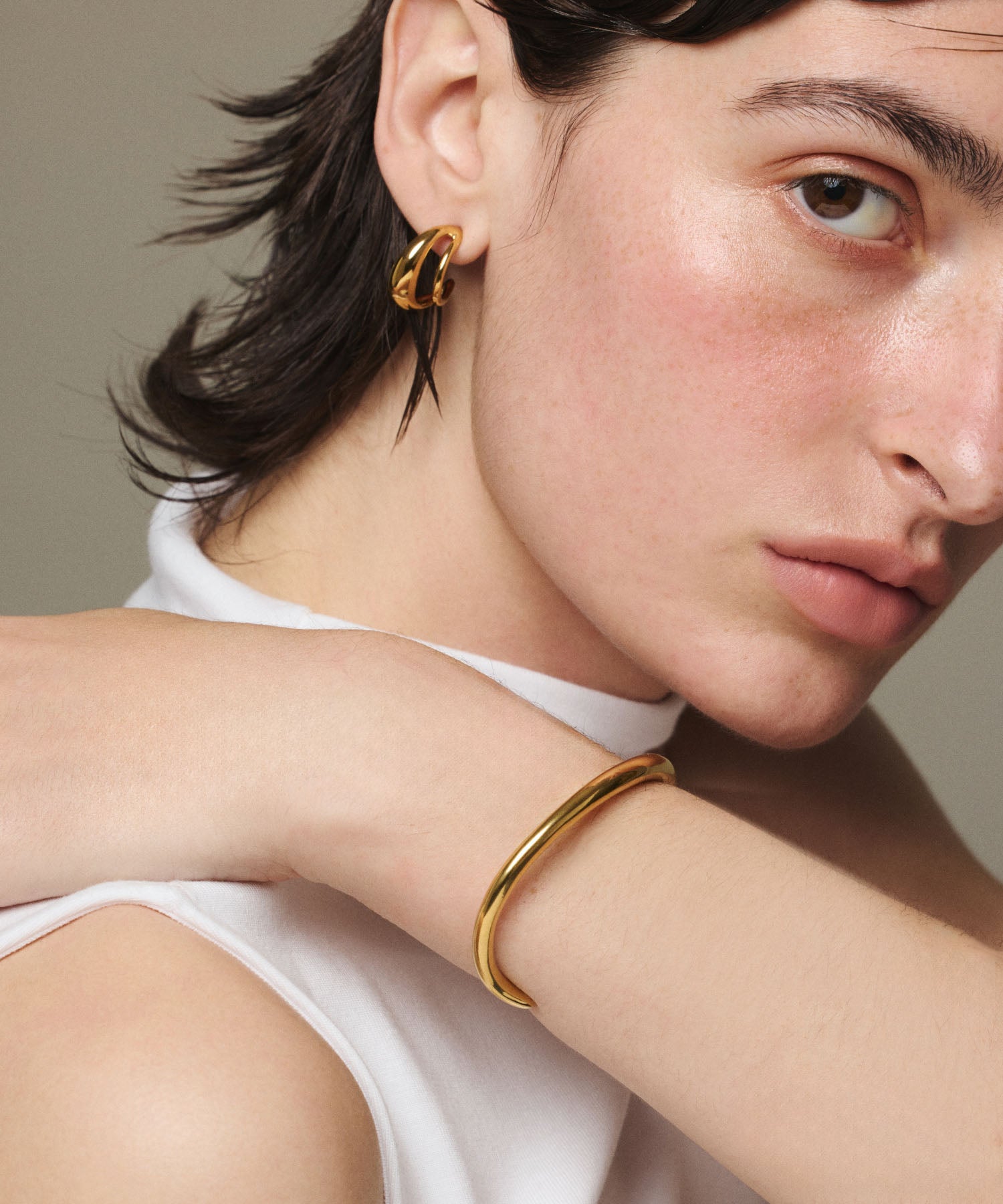 ゴールド]ダブルフープピアス