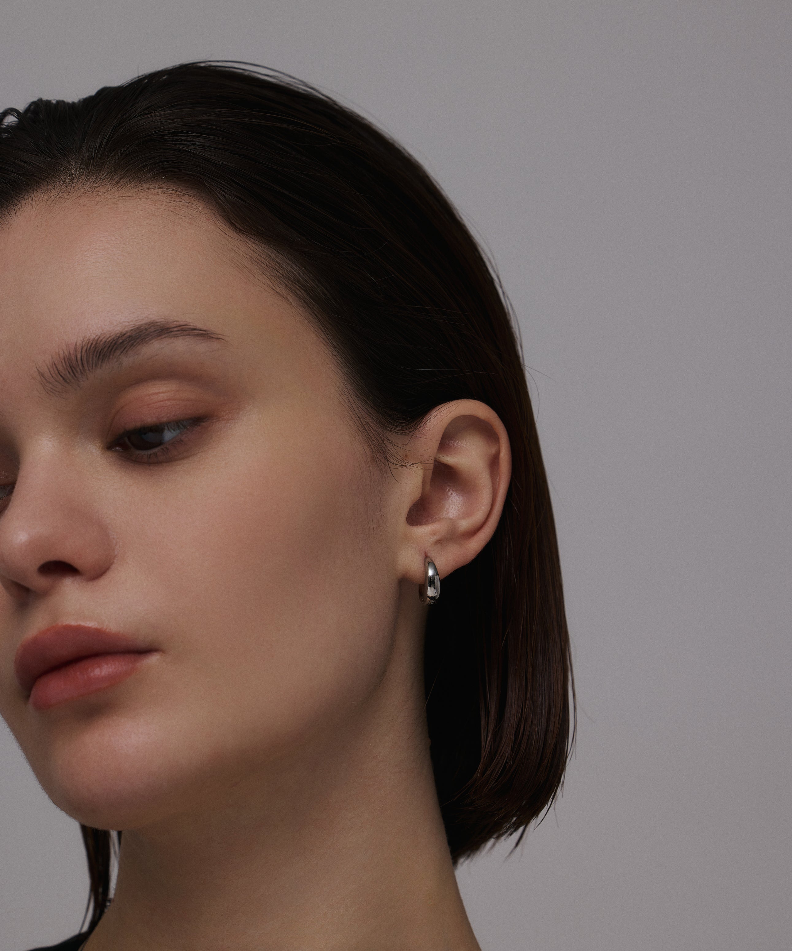 シルバー]ヘキサゴンフープピアス