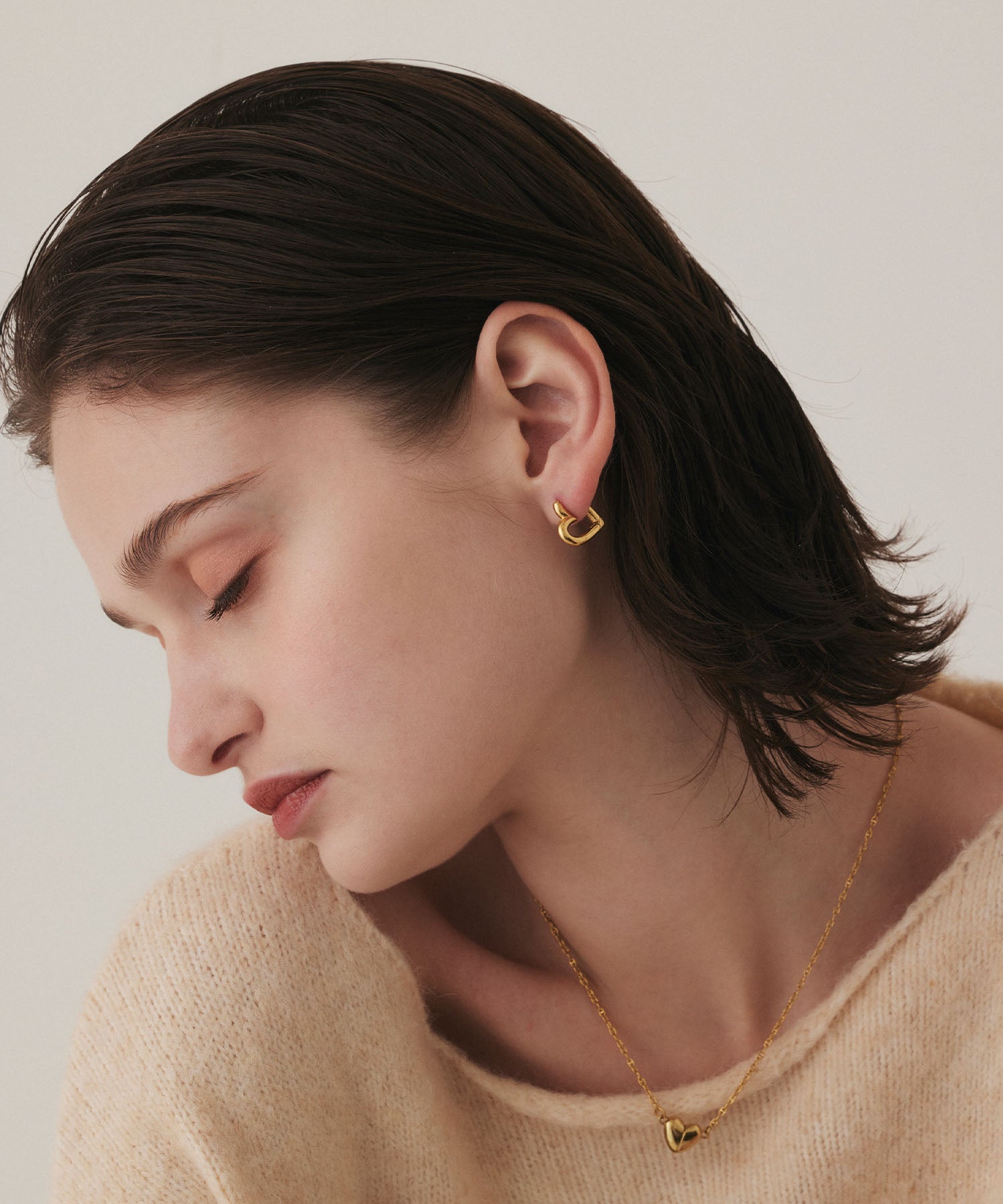 ゴールド]ワンタッチハートピアス