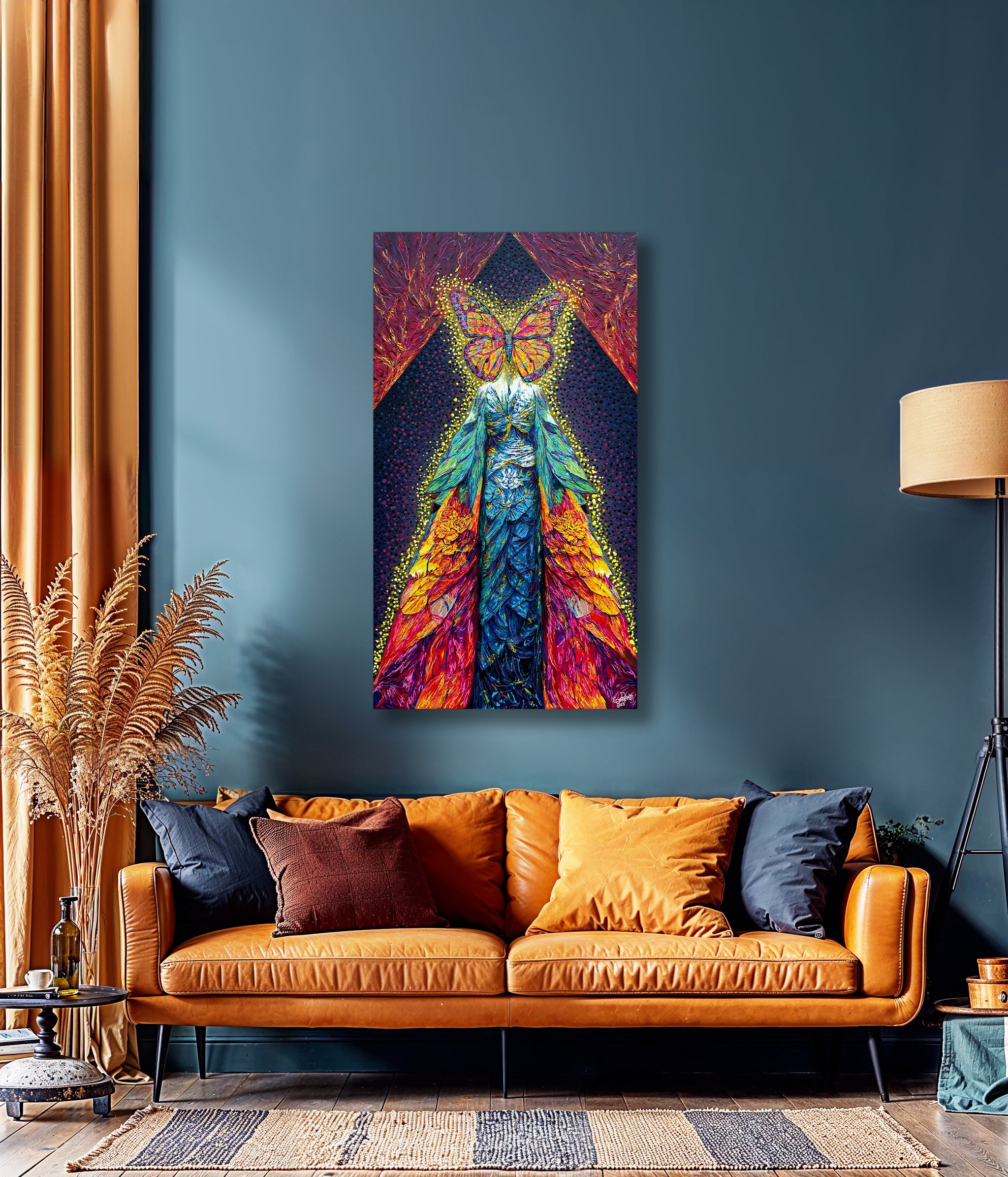 Painting: Butterfly Goddess 75x135 cm / 30x54 in – Cesar Peralta