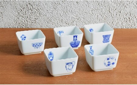 深川製磁 【有田焼】ブルーチャイナ 桔梗小付揃 A50-125 | 佐賀県有