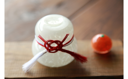 琉球ガラス 鏡餅 赤い紐付き 12cm 琉球ガラス 鏡餅 赤い紐付き 12cm