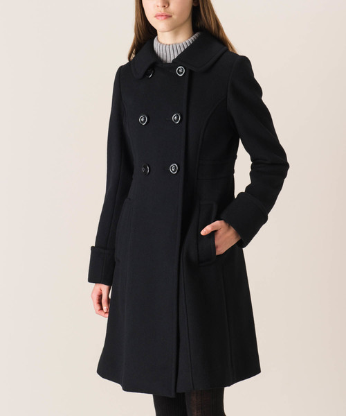 バーバリーブルーレーベル ロングコート ダブル チェック ラビット