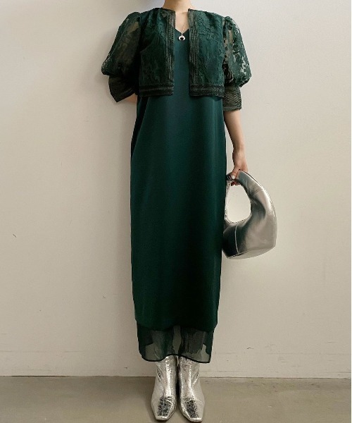 Ameri（アメリ）の「UND LACE BOLERO LAYERED DRESS（ドレス）」 - WEAR