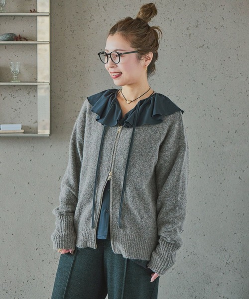 セール】【CLIP BY STAFF/MINAKO企画】7ゲージロゴZIPニット（ニット