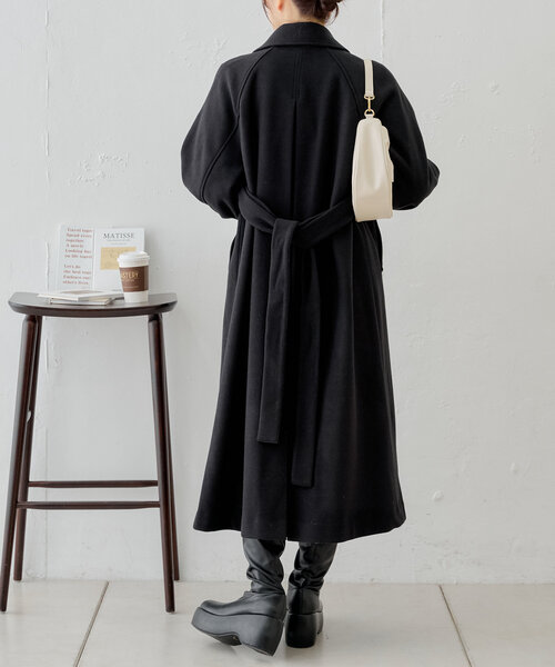 セール】金釦ビッグカラーステンカラーロングコート（その他アウター