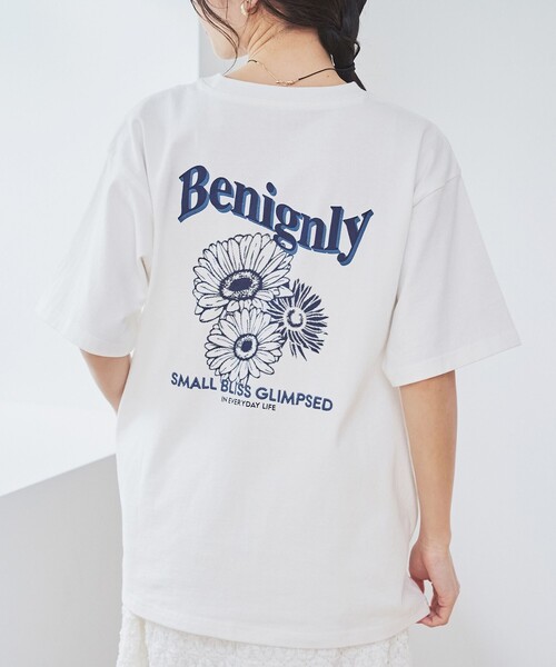 セール】フラワーモチーフバックプリントTシャツ（Tシャツ/カットソー