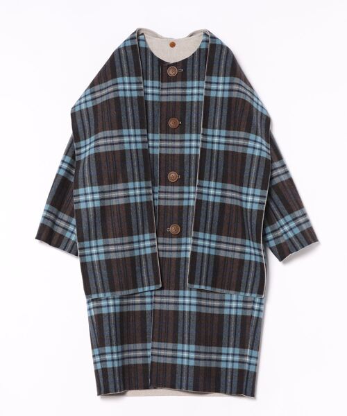 Vivienne Westwood タータンチェックリバーダブルコートグレー