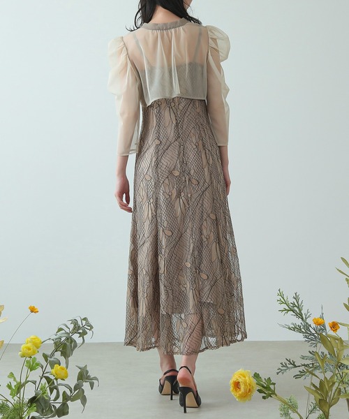 セール】チュールボレロ ざっくりレース 3way フレア キャミワンピース