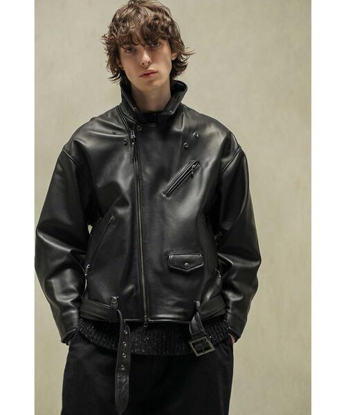 monkey time.ラムレザー シングルライダースジャケットL(柔らか羊革