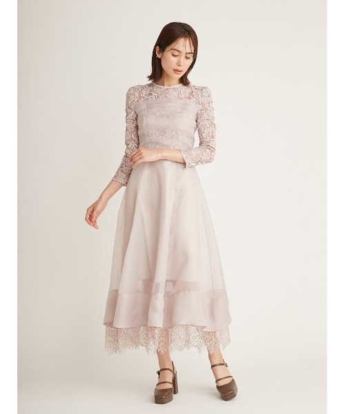SNIDEL（スナイデル）の「ボリュームフレアレースドッキングドレス