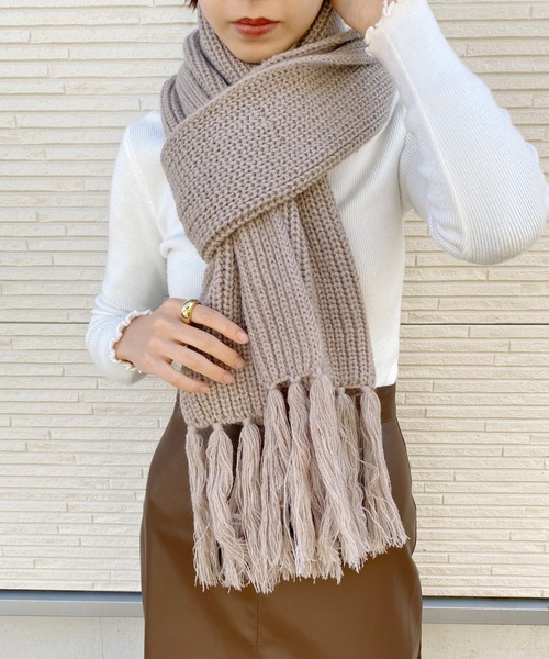 CLEA（クレア）の「リブ編みフリンジマフラー（マフラー）」 - WEAR