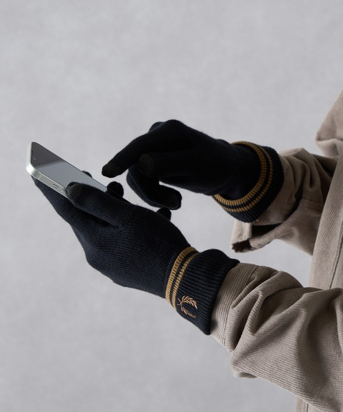 新品未使用】フレッドペリー 手袋 メンズ スマホ対応 刺繍ロゴ