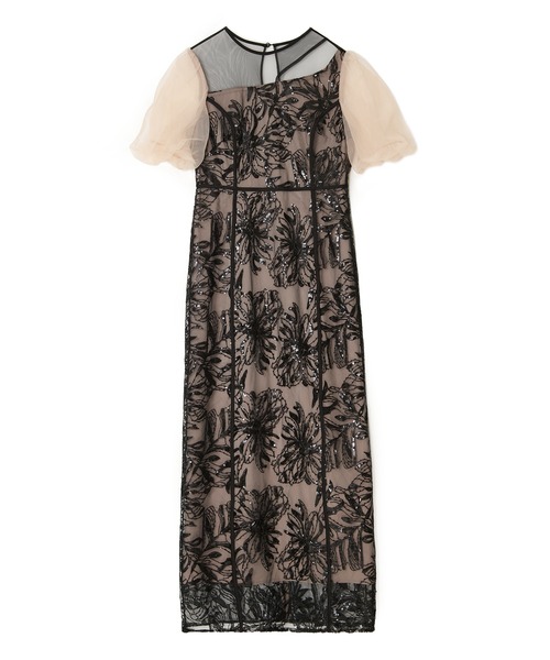 セール】【LEJA】アシンメトリーシアーフラワードレスワンピース美脚