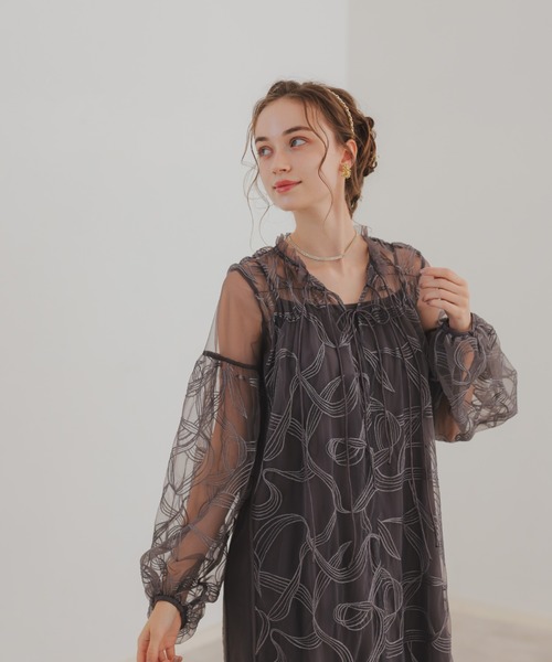 リボン刺繍ギャザードレス（ドレス）｜Dorry Doll（ドリードール）の