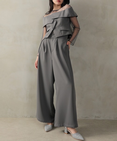 マルチウェイ チュールトップス ビスチェ パンツ 3点 セットアップ