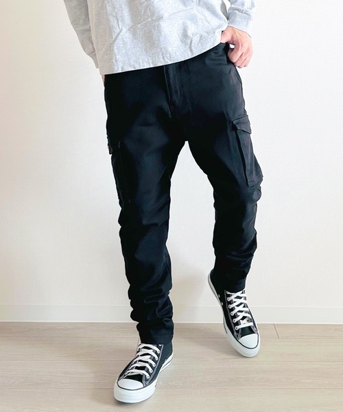 セール】カーゴパンツ ストレッチ ちょいサルエル テーパード スリム