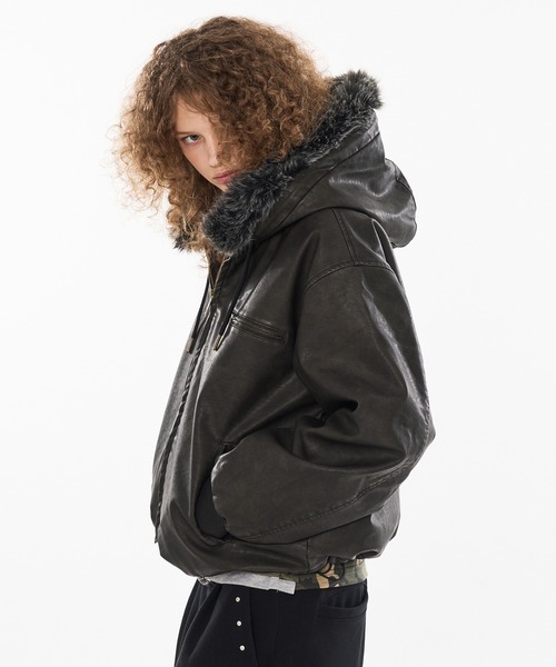 新色登場】DRAW CODE DOUBLE ZIP ARTIFICIAL 2WAY HOOD BLOUSON
