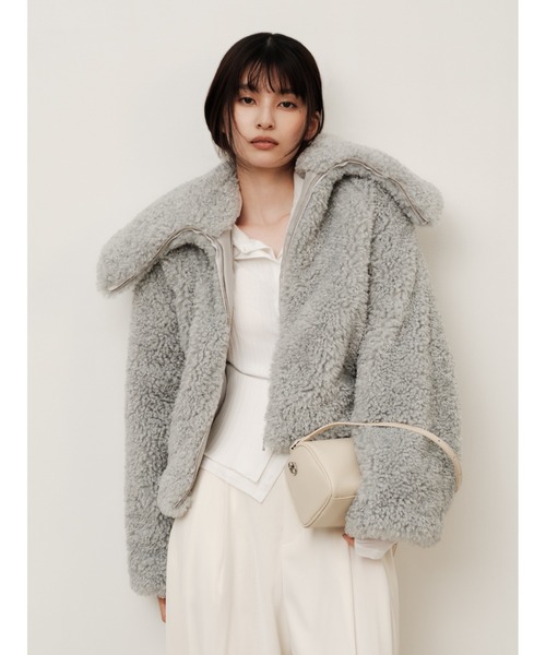 セール】ECOPELビッグカラーショートジャケット（ブルゾン）｜FRAY I.D