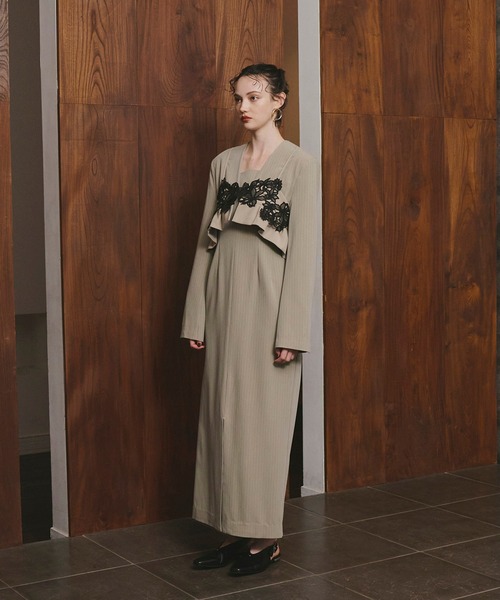 ピンストライプテーラードビスチェドレス / pinstripe tailored