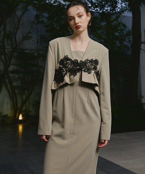 ピンストライプテーラードビスチェドレス / pinstripe tailored